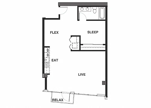 Floor plan 1x1 Large G