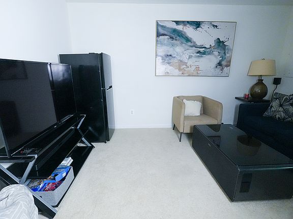 Side view - TV with fridge and entertainment