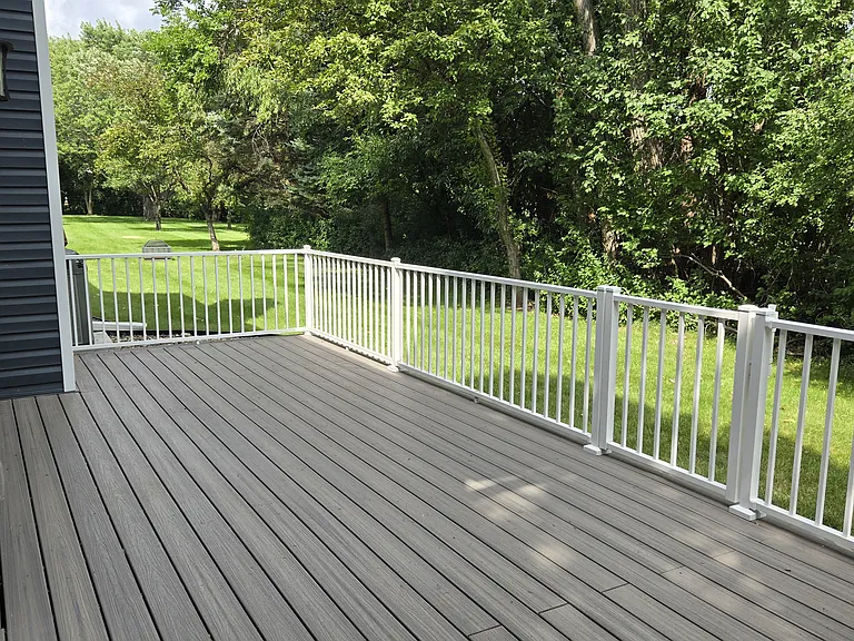 Large deck overlooking wildlife preserve.