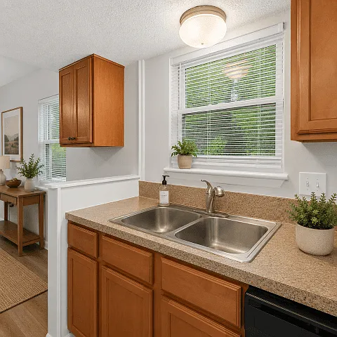 Functional kitchen with ample cabinetry and generous prep space.