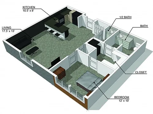 Floor plan 1 Bedroom C
