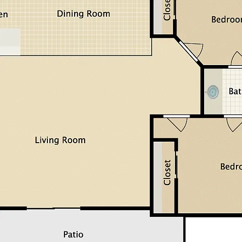 Floor plan 2 Bedroom 1 Bathroom