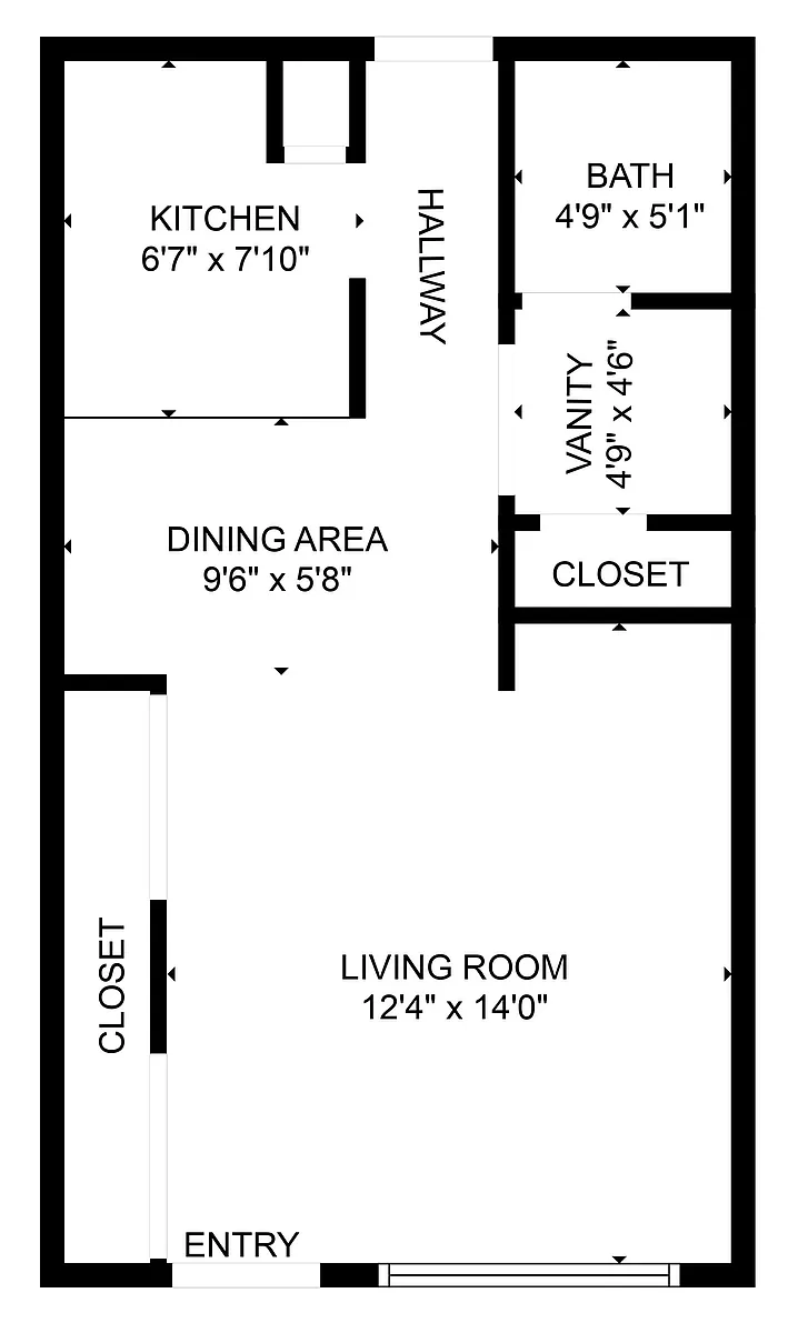 Floor plan S4 - 0 Bedroom 1 Bathroom