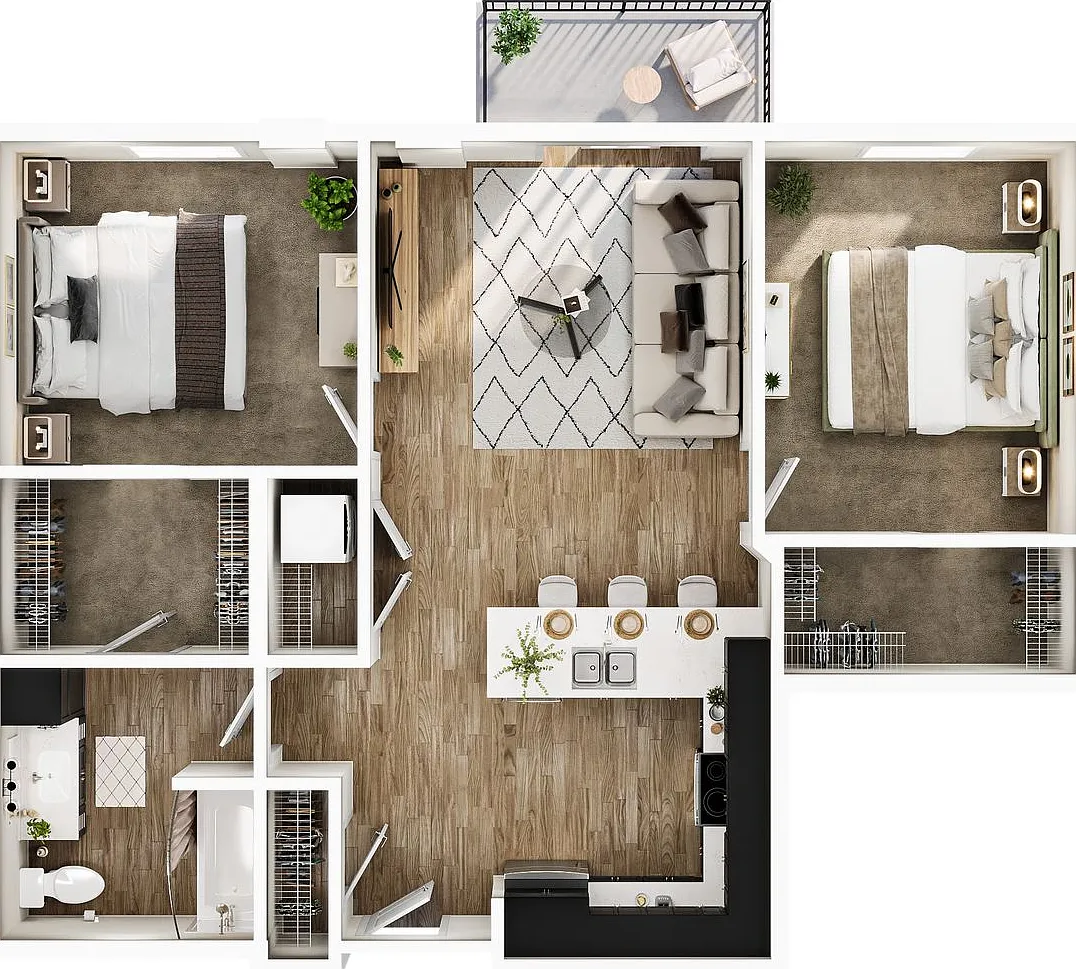 The Wright - 2 Bedroom / 1 Bathroom — Photo 2