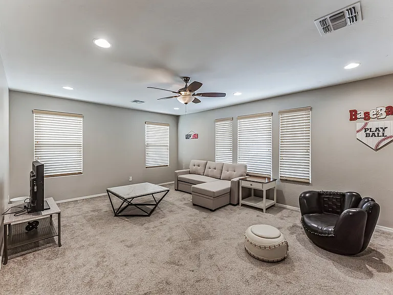 Spacious loft is set up for hanging out, playing video games and chillin'.