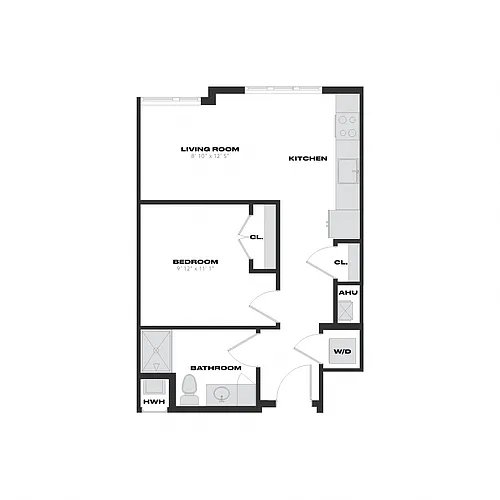 Floor plan 1 Bed/1 Bath-J6