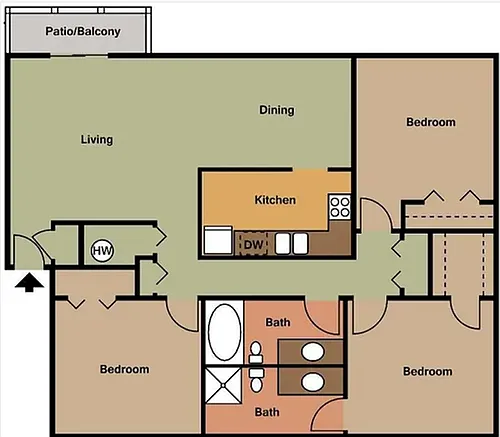 Floor plan 3bed 2bath (renovated)