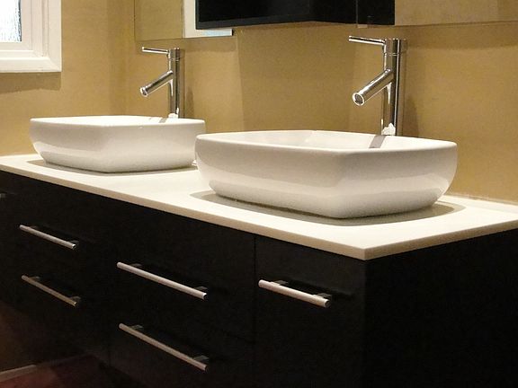 Master bathroom with double sinks by virtu