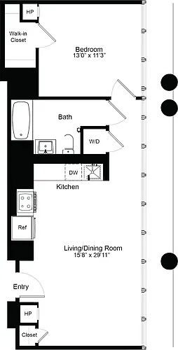 Floor plan One Bedroom G 19