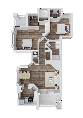 Floor plan Two Bedroom Two Bath