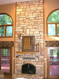 2-story great room w/stone fireplace