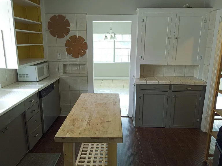 Kitchen with view into dining room