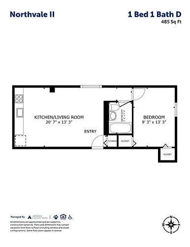 Floor plan 1 Bed 1 Bath D