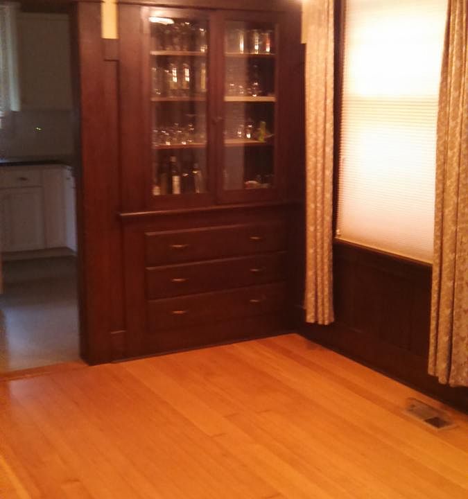 Period details, built-ins in living/dining room, fir floors