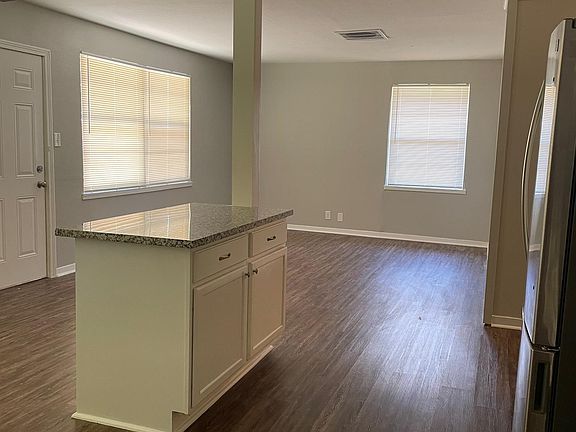 View from kitchen to open concept living room
