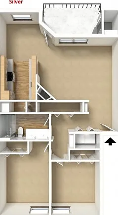 Silver - 2 Bedroom, 1 Bathroom Silver - 2 Bedroom, 1 Bathroom