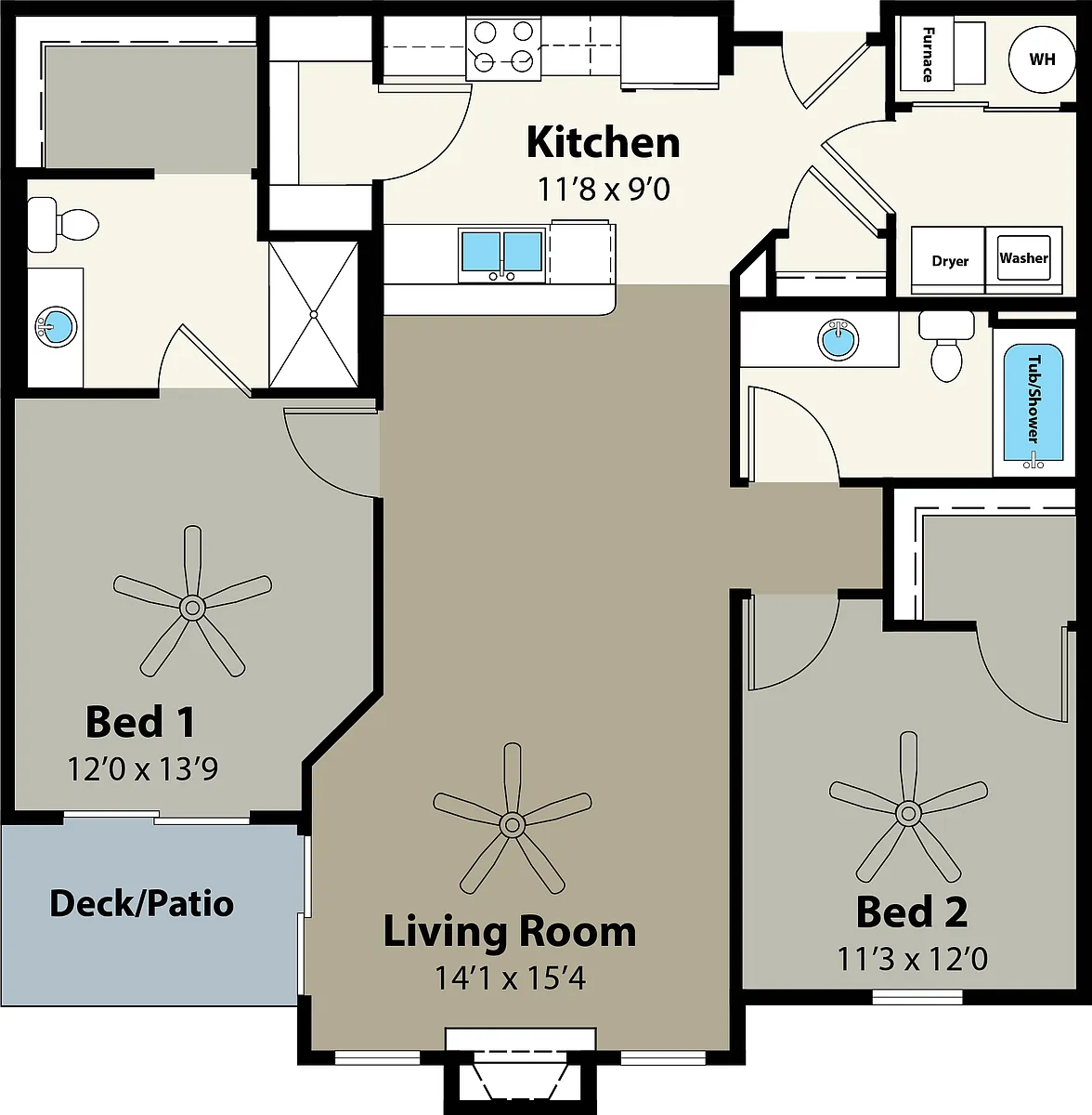 Floor plan 2A 1180 sf