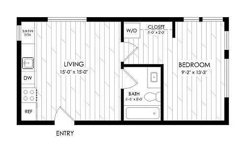 Floor plan 1 Bedroom, 1 Bathroom A1