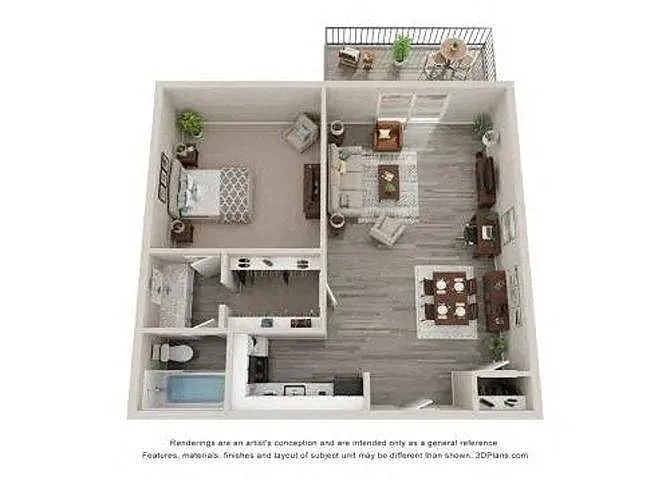 Floor plan 1 Bed 1 Bath A Elite