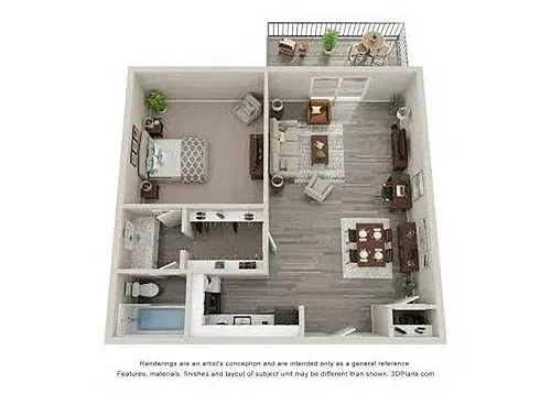 Floor plan 1 Bed 1 Bath A Elite