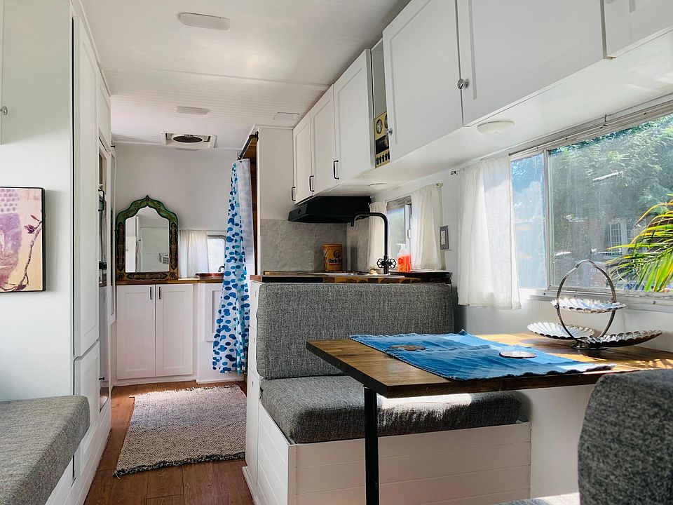 This is the RV living space and behind this is the bed area.