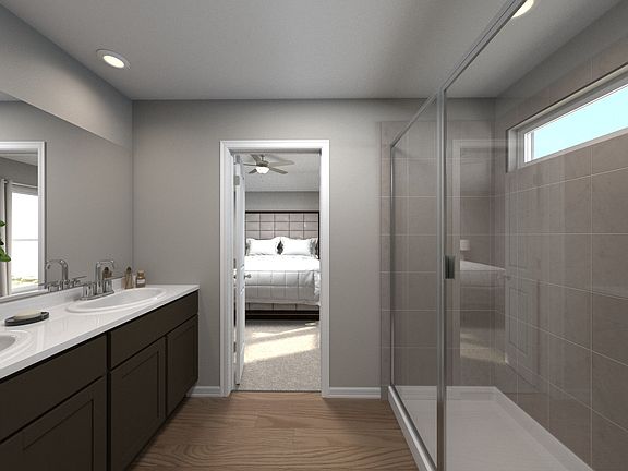 Dual vanities perfect for getting ready.