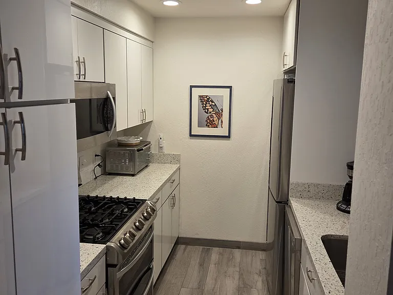 Kitchen with stainless appliances and gas stove