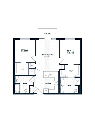 Floor plan C1.1 | 2 Bed | 2 Bath