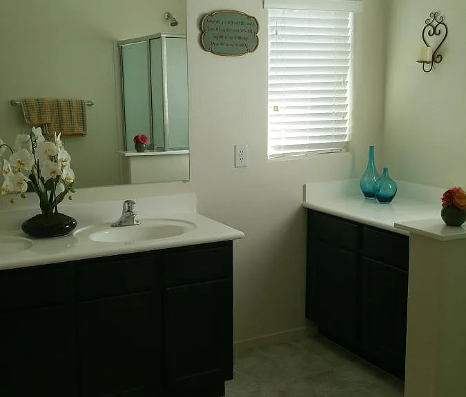 Lots of storage in master bath