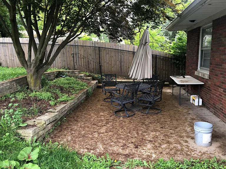 Patio and fenced in yard to share