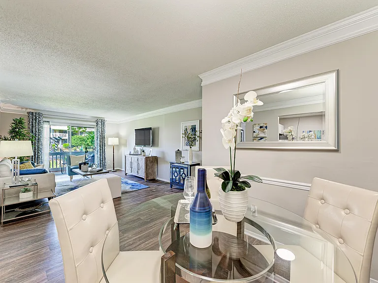 Dining Room + Hardwood Style Flooring