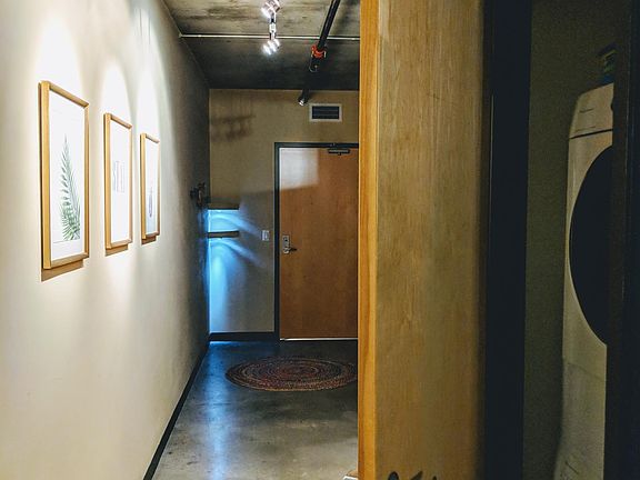 The hallway is accessible to bathroom, laundry closet and bedroom.