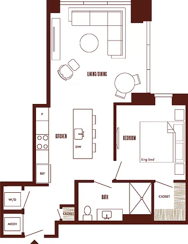 Floor plan 1 Bed/1 Bath-A9