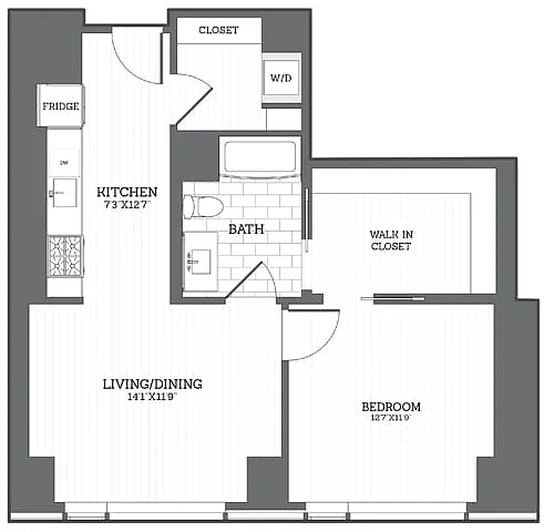 Floor plan 1 Bed/1 Bath C2(2A) ADU