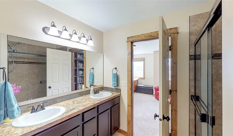 Luxurious double sink vanity area.
