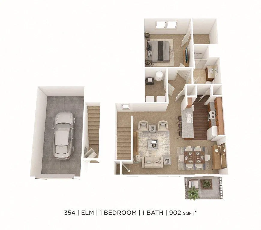 Floor plan One Bedroom- 902 sqft