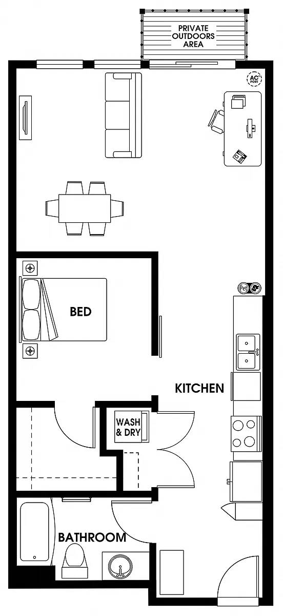 Floor plan Urban One Bedroom U5
