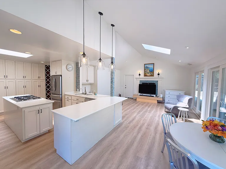 Dining area and Family room with vaulted ceiling