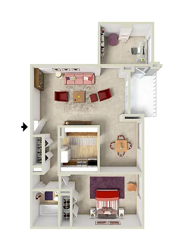 Floor plan 1 Bedroom with Den