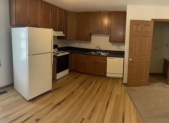 Kitchen view from back door, 1/2 bath