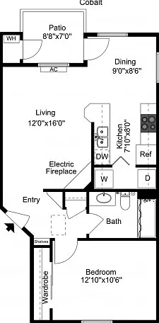 Cobalt - 1 Bedroom, 1 Bath Cobalt - 1 Bedroom, 1 Bath
