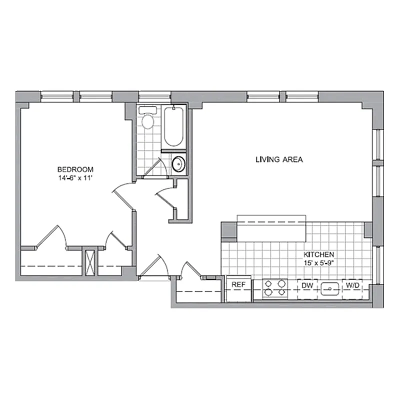 Floor plan 1 Bedroom - E