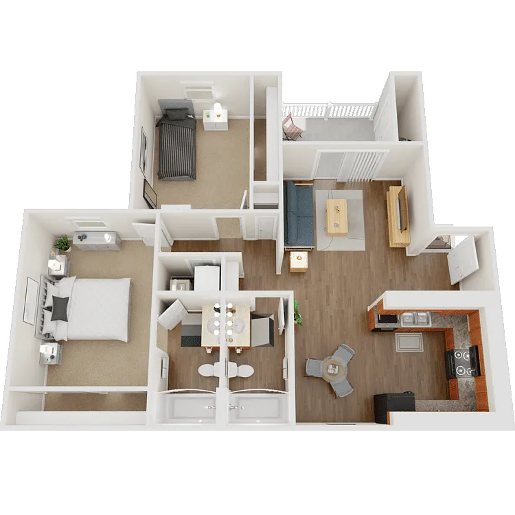 Floor plan 2 Bed 2 Bath