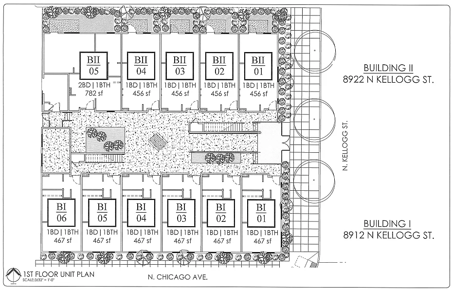 Floor plan One Bedroom - Street Side