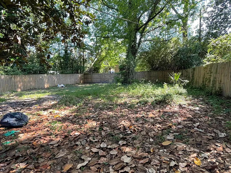 fenced back yard