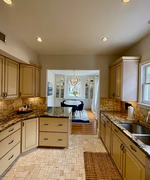 View from the kitchen to the dining room. Cute and functional!