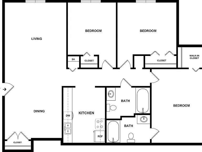 Berkshire - 3 Bed, 2 Bath, 1000 sq. ft.