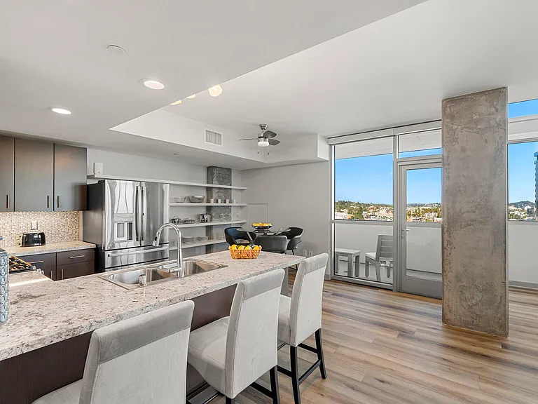 Modern kitchen at 1600 Vine in Hollywood, CA.