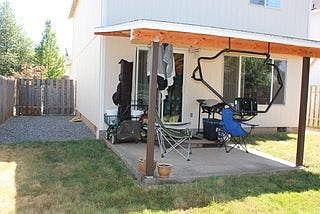 Fenced back yard and room for a garden.