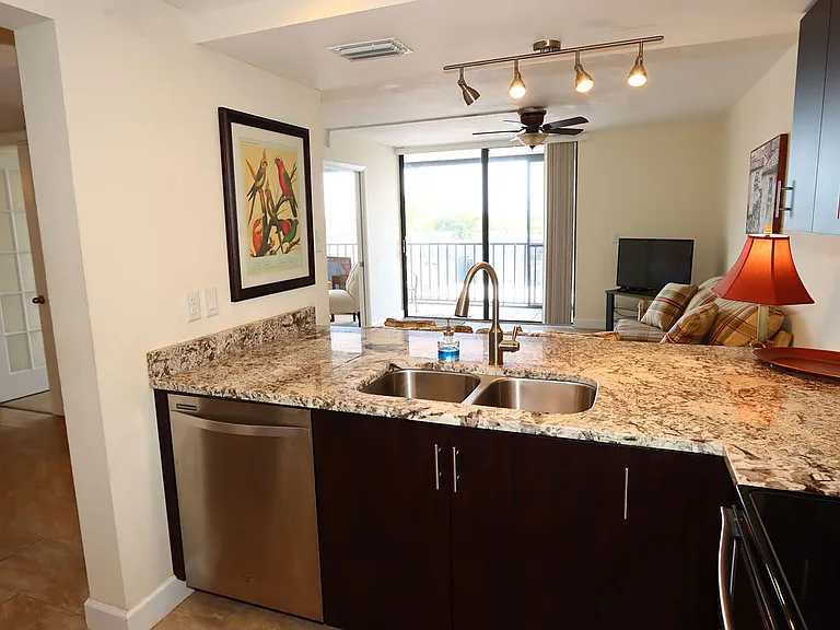 Kitchen with granite countertop